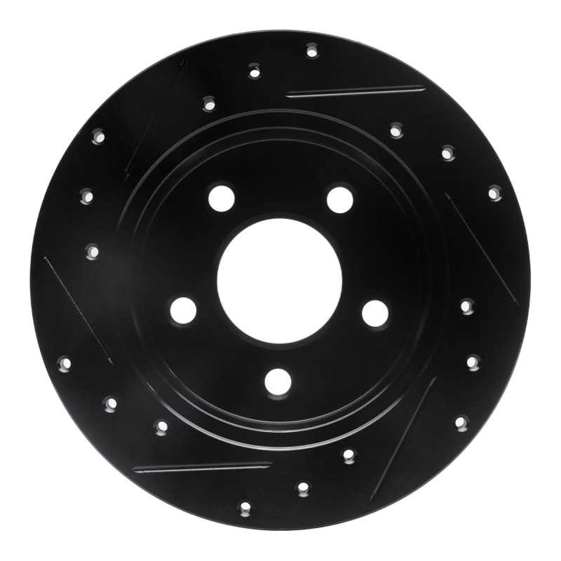 Ford Mustang Brake Rotor (1) - Rear Right - R1 Concepts - Drilled & Slotted - Black - `94-`04